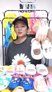 Kid Baby Shoes Boys Girl Anti-slip Crocs Slippers Childrens Slippers Hole Sandals Cute Bear Cartoon