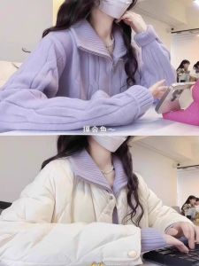 เสื้อสเวตเตอร์ถักคอสูงแบบมีซิปสำหรับผู้หญิง ทรงหลวม แขนยาว ปกติ ฤดูใบไม้ร่วง 2025 แฟชั่นใหม่ ผ้าขนสัตว์