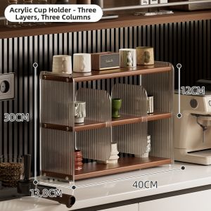 ZHUSHANXIA | Wood and Acrylic Multi-level Cup Storage Rack