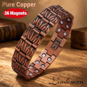 Mens Solid Pure Copper Magnetic Bracelet Vine Pattern Adjustable Bracelet 36 Magnets Premium Copper Energy Healing Bangle for Arthritis Joint Pain Relief Circulation & Wellness with Free Gift
