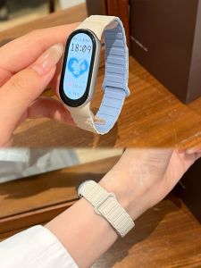 Dây Đeo Cổ Tay Silicon Hấp Thụ Từ Tính Một Mảnh Cho Xiaomi Mi Band 9 Dây Đeo Cổ Tay Thông Minh Thời Trang Mùa Hè Màu Tương Phản Dễ Thương Dành Cho Nam Và Nữ