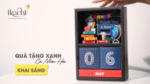 Hộp quà tặng cao cấp IKACHI - KHAI SÁNG - Hộp lịch để bàn kèm tranh 3D sáng tạo