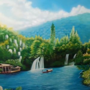 [RẺ HƠN HOÀN TIỀN] Tranh sơn mài thiên nhiên giao hòa phong thủy 129x201 cm