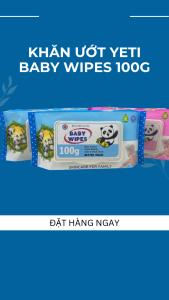 Set 10 gói Khăn ướt BABY WIPES 100G Vải trơn mềm mịn thấm hút tốt an toàn cho bé.
