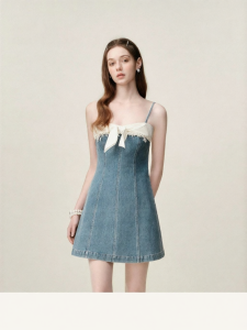 AIVEI | Summer A-line Denim Dress With Bow