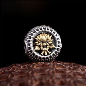 สร้อยข้อมือลูกปัดพุทธศาสนาแบบ DIY ประดับดอกบัวทองแดงผสมเงินแท้ วัสดุ 925 ชุบทอง วัสดุอื่นๆ