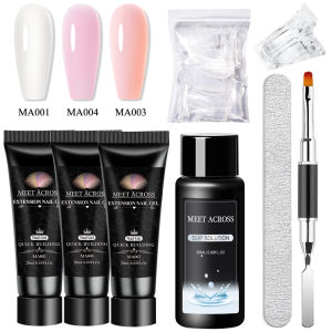 8pc Acrylic Builder Nail Gel Kit with Slip Solution Nail Tools Nude Pink Clear UV Extension Nail Art Vernis for Manicure