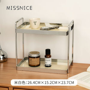 Missnice Double Layer Acrylic Cosmetic Storage Box Aromatherapy Desktop Tray Skin Care Products Organizer Desktop Perfume Holder