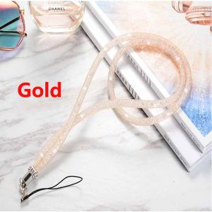 Long Rhinestone fishing net lanyard flash drill mobile phone hanging neck rope crystal diamond fishing net lanyard hanging
