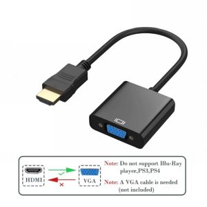 VGA to HDMI-Compatible HDMI to VGA Converter Adapter 1080P Video Cable for PC Laptop to HDTV Projector Monitor