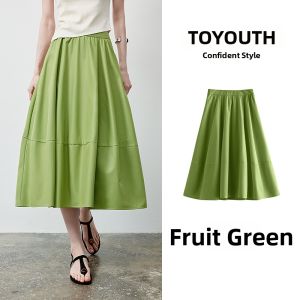 Toyouth | Blue Simple High-waist Mid-length A-line Skirt