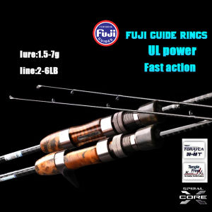 New Fishing rod | Spinning/casting fishing rod | FUJI guide rings | UL power/Fast action | lure:1.5-7g/line:2-6LB| Carbon rod | length:1.5M/1.6M| cedar handle