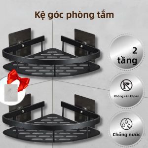 Giá Treo Tường Hình Tam Giác Kệ Nhà Tắm Hai Tầng Giá Để Đồ Bằng Hợp Kim Nhôm Giá Để Đồ Tắm Không Cần Khoan Phụ Kiện Nhà Tắm