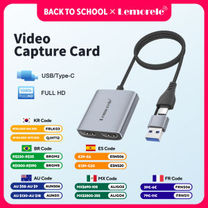 Lemorele 1080P Video Capture Card HDM Loop-out USB/Type-C Video Grabber for Switch/Phone/Camera Game Recording Live Streaming