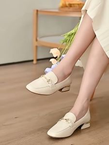 Julyya Sandals for Women Korean Fashion Loafer Round toe Buckle Back Strap Mid Heel Pumps