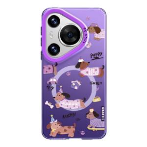 ANGYING | Angying Polka Dot Sausage Dog Phone Case With Stand Full Cover Magnetic Absorption Huawei Pura80 P70 P60 Pro New Cute P50 Premium Feel P40 Protective Cover