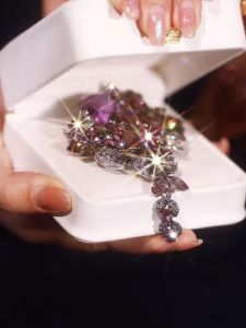 Large Size Purple Crystal Gem Tassel Brooch Pin Womens Style Luxury Sweater Chain Dual Use Fashionable Original Design Alloy