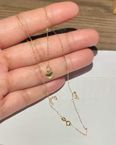 PAWNABLE 18K Saudi Gold Necklace with  MINI Heart Shell Pendant(open back)