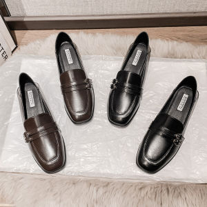 Versatile Flat Bottom Moccasins Womens Shoes British Style Fashionable All-Season Low Heel Deep Mouth Single Shoes for Young Women