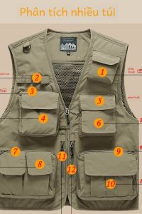 Áo Vest Đi Bộ Đường Dài Ngoài Trời Cho Nam Cỡ Lớn Nhiều Túi Quần Áo Làm Việc Phong Cách Đường Phố Thường Ngày Mùa Xuân