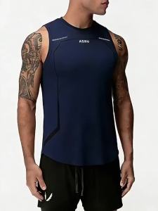 ASRV | Áo Ba Lỗ Thể Thao Nam Nhanh Khô Thoáng Khí Không Tay Áo Tập Gym Mùa Hè Áo Tập Luyện Thể Thao Thường Ngày Áo Tập Luyện Cổ Tròn In Hình