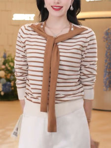 QINGNAER | Vintage Large Size Striped Color Block Knitwear
