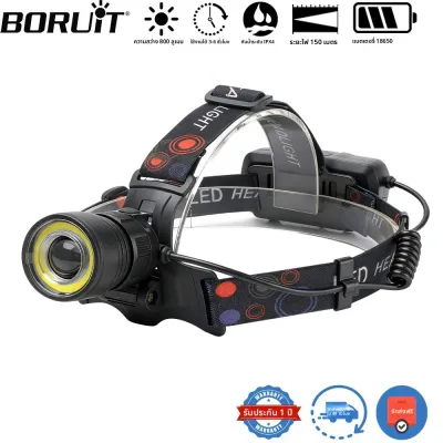 ไฟฉายคาดศีรษะ BORUiT V27 800LM ซูมได้ ชาร์จผ่านไมโครยูเอสบี ไฟแรง COB กันน้ำ เหมาะสำหรับตั้งแคมป์