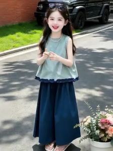 LIREGONGZHU | Bộ Áo Thun Hoa Tay Ngắn và Quần Culottes Mùa Hè Thời Trang