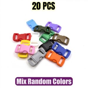 20 Pcs/Pack 10mm Colorful Plastic Curved Side Release Buckle Clip for Paracord Bracelet DIY Pet Collar Strap Backpack Webbing