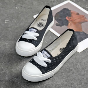 รองเท้าผ้าใบผู้ชายแบบสวมสบายสไตล์เกาหลี ทรงหุ้มข้อต่ำ วัสดุยาง พื้นแบน สไตล์ฤดูใบไม้ผลิและฤดูร้อน