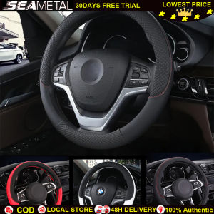 SEAMETAL Steering Wheel Cover for Car PU Leather Steeringwheel Protector Anti Slip fit 37-38cm Diameter Stitching Design