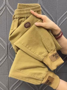 Washed Cotton Denim Casual Pants Womens High Waist Loose Trousers Spring New Style Harlan Pants Slimming Sports Trousers
