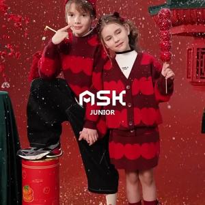 ASK JUNIOR | New Year Greeting Warm Kids Red Sweater