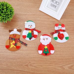 Người tuyết giáng sinh Tuần lộc của Santa Đồ Dùng Túi-10Pcs Sáng Tạo Kỳ Nghỉ Bộ Đồ Ăn Bọc Set Cho Lễ Hội Ăn Uống