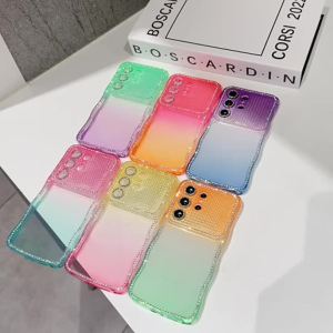 Wavy Edge Gradient Phone Case For Samsung Galaxy S26 S25 S24 Ultra Plus Soft TPU Thickened Shockproof Lens Protective Cover