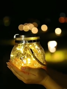 Solar Powered Glass Jar Lantern Auto Light Sensor Warm LED Lamp for Outdoor Home Decoration