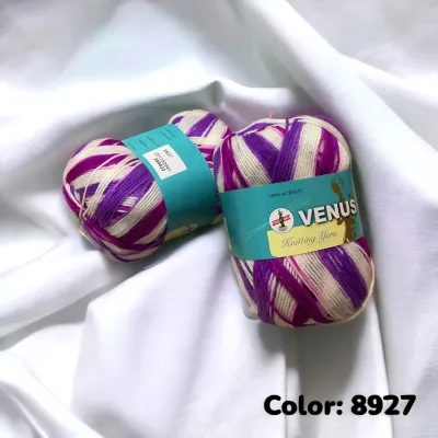 ไหมพรมเส้นเล็ก สีเหลือบ 4ply 80กรัม ตราวีนัส VENUS A0013