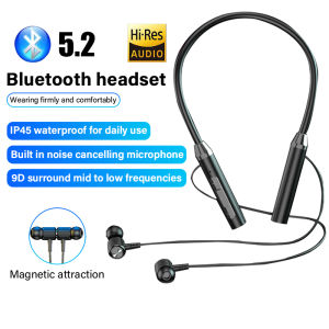 9D Stereo Bass HIFI Bluetooth 5.3 Neck Band Wireless Earphones Magnetic Noise Reduction Sports Running Earphones Waterproof Earphones 9D Stereo Bass Earphones HIFI Sound QualityTelpon Bluetooth tanpa wayar 无线蓝牙耳机