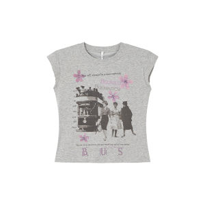 American Vintage Graffiti Short Sleeve T-Shirt Gray