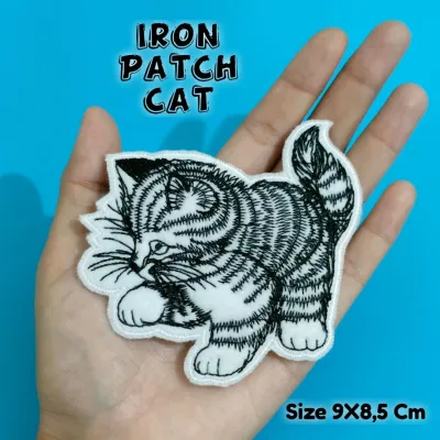 COD ( Tinggal Setrika ) Emblem Bordir Kucing Patch Iron Cat Iron Patch Bordir Tempel Tambalan Kaos Bolong Tembelan Celana Robek Tempelan Jaket Sobek Stiker Bordir Hiasan Jaket Baju