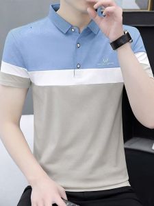 ROMON | Lormen Mens Short Sleeve Polo Shirt Summer Thin Business Casual Ice Silk Bright Cotton With Collar T-Shirt Mens Upper Apparel