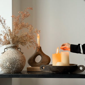 Zen Style Round Wooden Tray