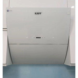 Máy hút mùi kính vát Kaff KF LUX AT70H WH inox sơn tĩnh điện kính cường lực công suất 1000m3/h