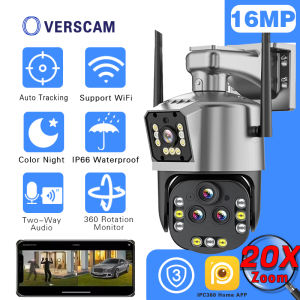 16MP สูง8K WIFI PTZ กล้อง IP กล้องวงจรปิดตรวจตรากล้องสี่ตัว20X ระบบติดตามอัตโนมัติกล้อง WIFI กลางแจ้งกล้องวงจรปิดวิดีโอ