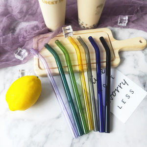 Talao Heat & High Temperature Resistant Glass Straw: Elbow & Straight