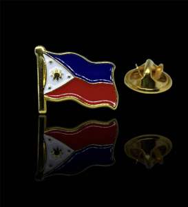 PHILIPPINE FLAG COLLAR PIN - LACQUER POLISHED AND WITH METAL CLUTCH PIN Pinoy Pride