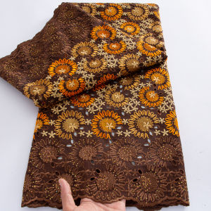 2026 African Cotton Lace Fabric Embroidery 5 Yards Nigerian Swiss Voile Lace Fabrics Sewing For Women Wedding Party Dress
