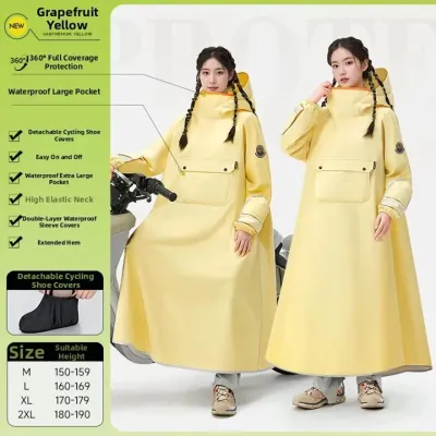 360° Rainproof Motorcycle Raincoat Makapal Heavy Duty 3 Layers Oxford Cloth Rubberized Rain Coat Double-Layer Waterproof Sleeves Large Pocket Extended Hem Rainstorm Protection One Piece Comfortable Wear-Resistant Gear for Cycling Hiking Unisex