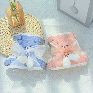 PE-500 สายจูงรัดอกสัตว์เลี้ยง หมา แมว ลายหมีน่ารัก มีหลายสี 2 ขนาด สายจูงสำหรับหมาแมวและกระต่าย พร้อมส่ง🌷