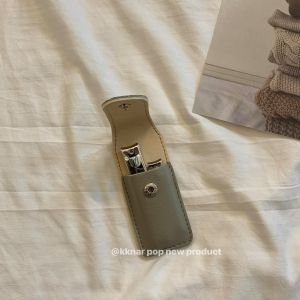 High-End ~ Portable Nail Clippers 2-Piece Set Simple Home Stainless Steel Sharp Small Size Nail Clippers Flat Mouth Fingernail Maintenance Kit